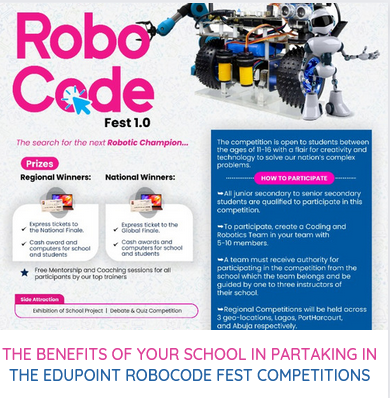 THE BENEFITS OF YOUR SCHOOL IN PARTAKING IN THE EDUPOINT ROBOCODE FEST COMPETITIONS